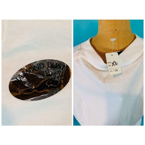 Vintage 90s Kitten Tee Womens XL DEADSTOCK Diamond Dust Graphic T Shirt - Picture 6 of 10